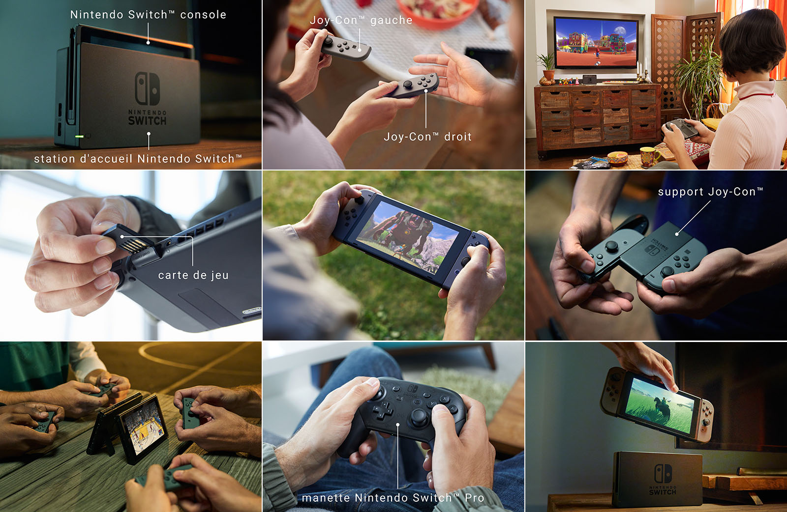 Tablette, station d'accueil et manettes amovibles composent la console Nintendo Switch